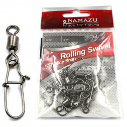 Вертлюг с застежкой Namazu ROLLING SWIVEL WITH NICE SNAP, цв. BN, р. 5, test-35 кг уп.10 шт