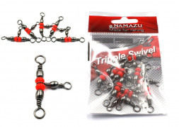 Вертлюг тройной Namazu TRIPPLE SWIVEL, латунь, цв. BN, р. 3 х 5, test-32 кг уп.10 шт