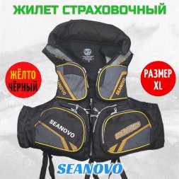 Жилет страховочный SJ61, чёрное золото, накладные карманы, р-р XL