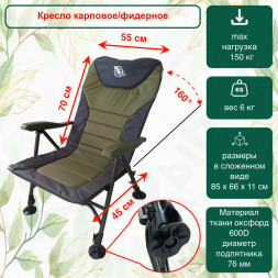 Кресло карповое/фидерное Condor 56х46х40 104 хаки/черное