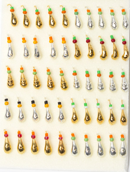 Мормышка литая с бисером Condor Уралка №1 золото/серебро 25/25, 50 шт/упак