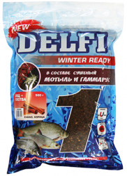 Прикормка DELFI зимняя Ice Ready увлажненная лещ + плотва какао + корица, коричневая, 500 г